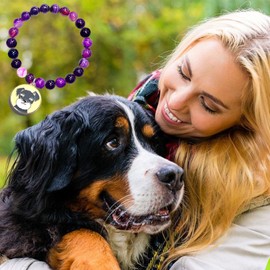 SODLYUE Dog Mom Gifts for Women, Amethyst Dog Mom Bracelets, Dog Gifts for Dog Lovers with Message Card for Birthday Christmas Valentines Day Mothers Day,Saint Bernard, Stone, no gemstone