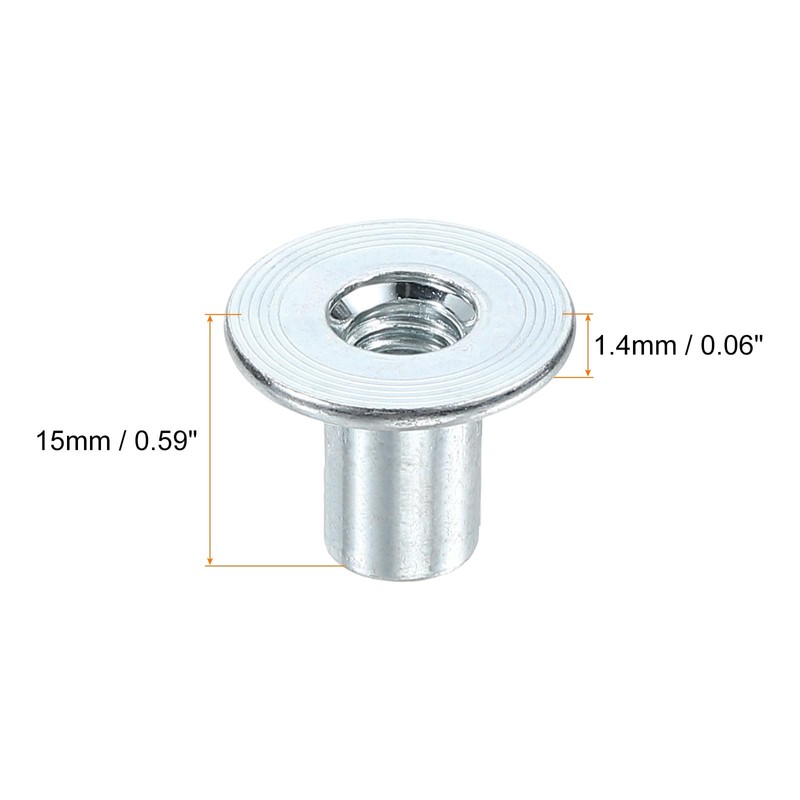 sourcing map M6 T-nuts, 50pcs Carbon Steel Tee Nut Round