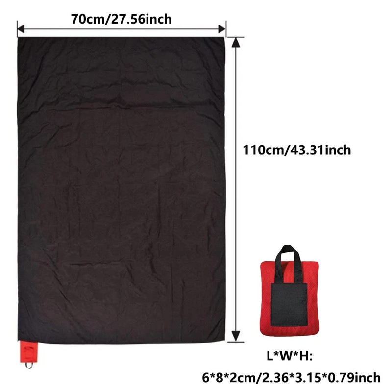 2PCS Mini Pocket Picnic Blanket Red + Blue Durable Lightweight