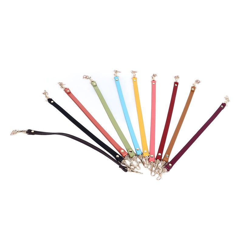 10Pcs Leather Bag Handles 12.2in Long 0.4in Wide Cattlehide Metal