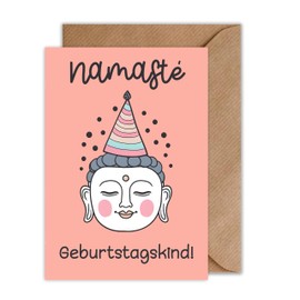 WBdesignz Namaste Birthday Card with Envelope - Funny Yoga Birthday Card Namaste Birthday Child Birthday Card (A6)