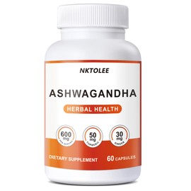NKTOLEE Ashwagandha Root Supplement with Turmeric, Ginger & Black Pepper, Daily Support for Stress & Wellness, Non-GMO, 60 Capsules