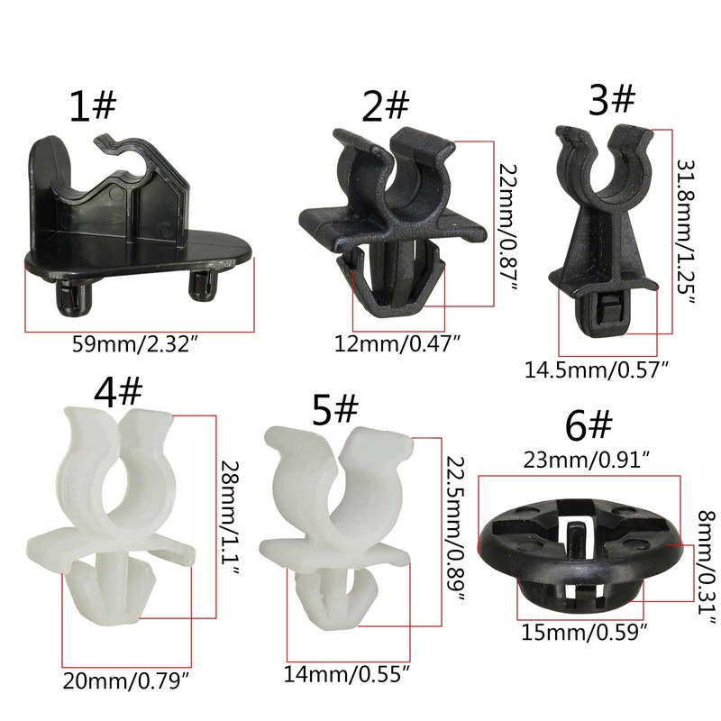 WATERBELINE 10 Piece Bonnet Support Rods Clip Clamp D40 ABS
