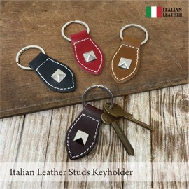 H.N.Z kil-023a Keychain, Genuine Leather, Italian Leather, Studs, Men's, Black, Black