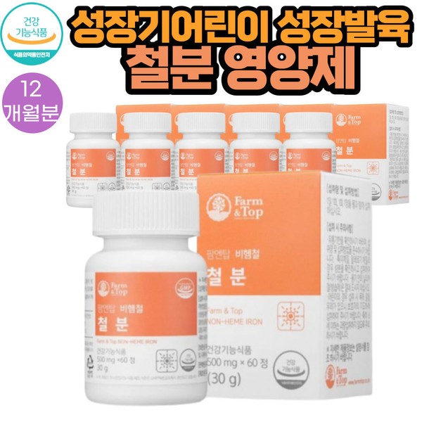 Essential items for growth and development of children and adolescents: iron iron supplement 60 tablets, 6 boxes, 12 pieces / 성장기 어린이 청소년 성장 발육 필수 아이템 철 철분 영양제 60정 6통 12개