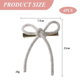 4pcs Bow Hair Clips Rhinestone Hair Clips Elee Hair Clips Shiny Hair Accessories Hair Accessories