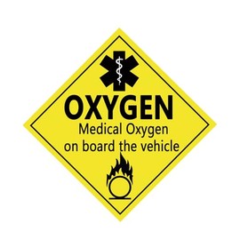 10 Pcs Medical Oxygen On Board The Vehicle 100x100 mm Warning Sign Caution Oxygen safety sign Self adhesive sticker