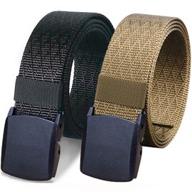 WYuZe 2 Pack Nylon Belt Outdoor Military Web Belt 1.5" Men Tactical Webbing Work Belts for Men