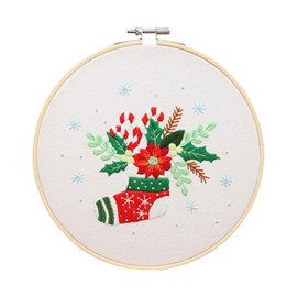kowaku Christmas Embroidery Kit for Adults Cross Stitch Needlework Xmas Creative Artwork Material Package Handmade Sewing Craft Set, Christmas Stocking