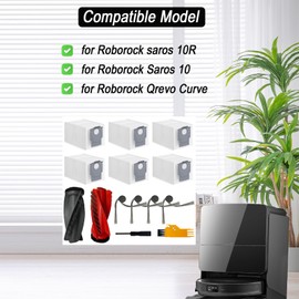 Frexusuent Replacement for Roborock Saros 10R and for Roborock Saros 10 Robot Vacuum Cleaner, Saros 10R Accessories, 1 Main Brush, 6 Dust Bags and 4 Side Brush Accessories Kit