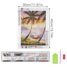 KiKiHong Diamond Painting Set, Sunset Landscape by the Sea 5D Diamond Pictures Full Diamond Art Landscape Painting Diamond Painting for Wall Decoration (30 x 40 cm)