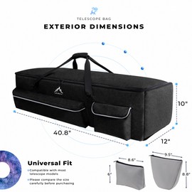 UNIHIMAL Multipurpose Telescope Bag 30 In– Padded Shock Absorbent –600D Oxford Telescope Carrying Case with Adjustable Shoulder Strap & Pockets and Extra Storage for Telescope, 40 Inches, Black