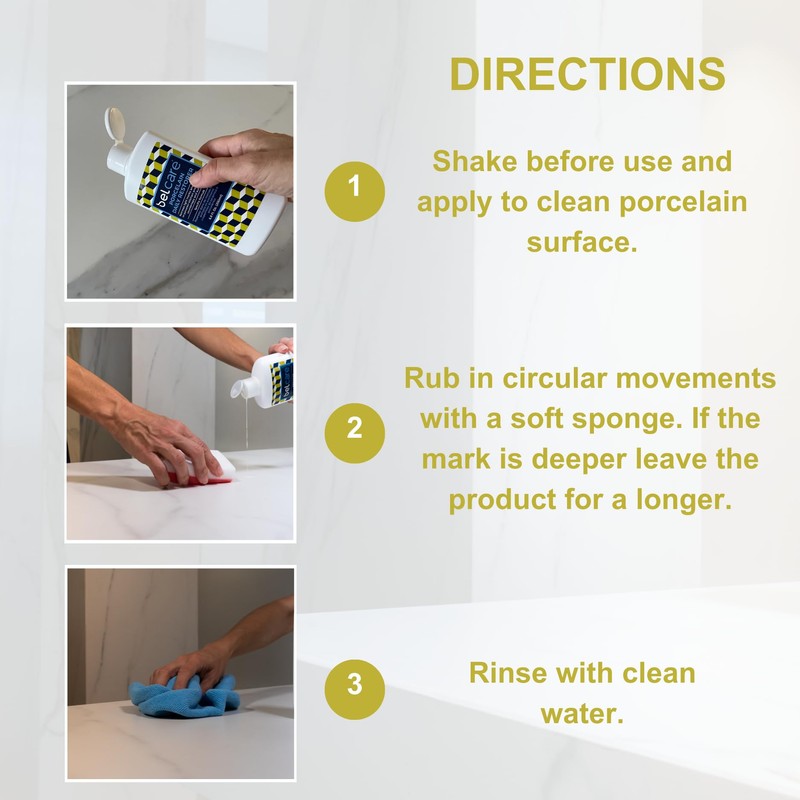 BELCARE Porcelain Daily Restorer for Kitchen Sinks, Countertops, Bathroom Vanities