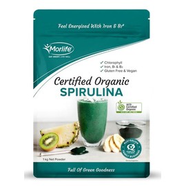 Morlife Spirulina Powder 1kg Certified Organic