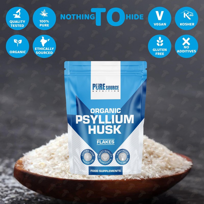 Organic Psyllium Husk Whole 500g - 99% Purity Husks Flakes