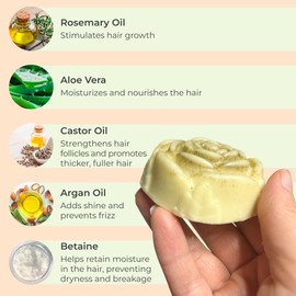 Organic Rosemary & Aloe Vera Conditioner Bar for Hair Growth – Herbal Solid Conditioner with Peppermint, Jojoba, Argan Oil & Panthenol – Moisturizing, Refreshing, Nourishing