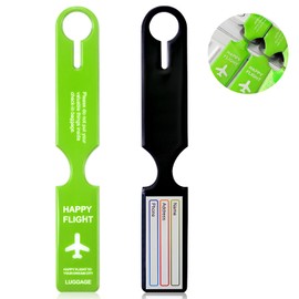 CPCOIN Bag Tags 2 Pack One Piece Long Strip Suitcase Tag Waterproof Flexible PVC Handbag Tags Quickly Identify Travel Accessories Green