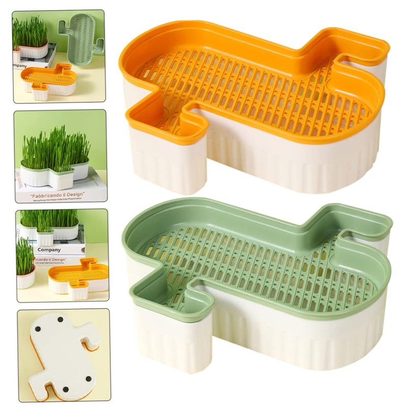 Gatuida 2pcs Hydroponic Cat Grass Box Soilless Planting Pot for
