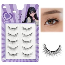 LZM SC10 False Eyelashes, Handmade Natural False Eyelashes, Lifestyle Makeup, Soft Infarcation, Ultra Lightweight, 5 Pairs