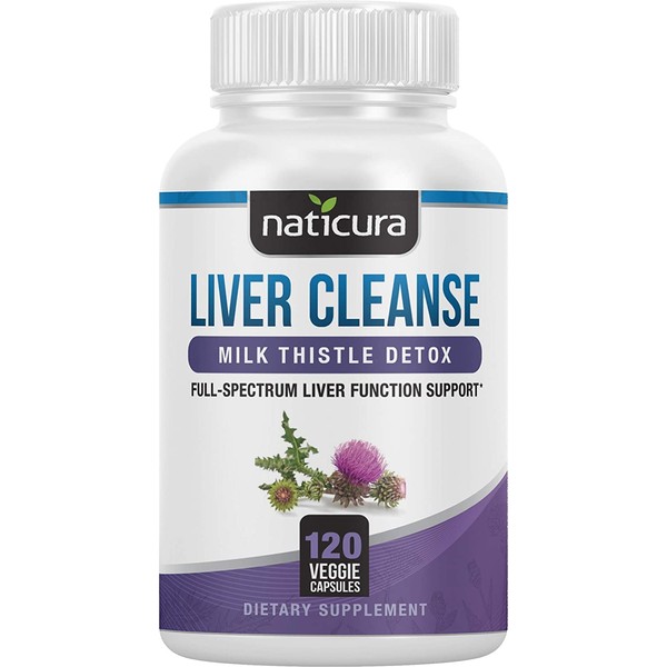 Naticura: Liver Cleanse Plant-Based Formula - Vegan Full-Spectrum Detox Herbal Supplement with Milk Thistle, Vitamin C and Zinc for Liver Function and Immune Support - 120 Capsules - No Fillers or GMO
