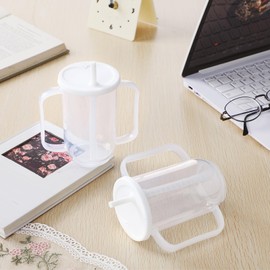 Sliner 1 Pcs Adult Sippy Cups for Elderly, 12 oz Plastic Spill Proof Cups with 2 Handles Straw and Lid for Adults Hospital Disabled Dysphagia Patients (White)