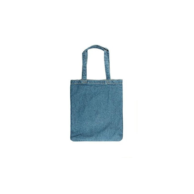 Mens Womens Denim Tote Shoulder Shopping Bag Satchel with Front