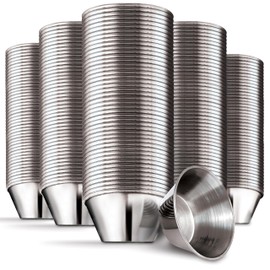 1.5 oz Stainless Steel Condiment Cups (120 Pack), Individual Portion Dipping Sauce Cups, Small Metal Ramekins for Ketchup, Marinara, BBQ Sauce, and More! Reusable Condiment Cups for Restaurants