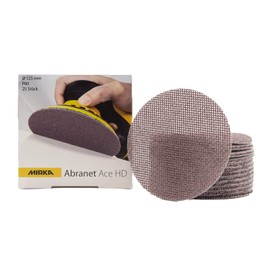 Mirka Abranet Ace HD Mesh Sanding Discs Diameter 125 mm Velcro / Grain P60 / Pack of 25 / AH23202560 / for 125 mm Eccentric and Sanding Machines / for Sanding Hard Surfaces, Wood, Spatula, Varnish,