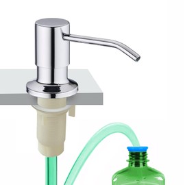 Dish Soap Dispenser for Kitchen Sink, Built in Sink Soap Dispenser Chrome, Countertop Soap Dispenser Stainless Steel Pump with 47" Extension Tube kit, No Need to Fill Little Bottle Again