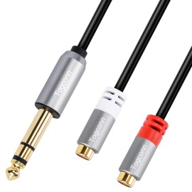 Togconn 6.35mm to 2RCA Audio Adapter, 1/4 inch Male TRS Stereo Dual RCA 1 Pack