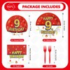 Grencian 96Pcs Happy 9th Birthday Party Supplies Cartoon Anime Themed