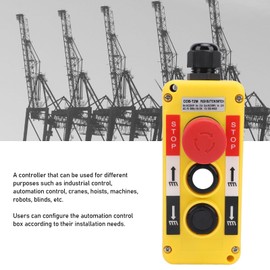 Hoist Button Control, Emergency Stop, Up Down Crane Pendant Switch, with Push Button for Industrial and Automation Control