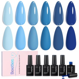 Beetles Blue Gel Polish Set 6 Colors Light Baby Dark Navy Blue Soak off Uv Led Lamp Needed Manicure DIY Home Gifts for Women Ocean Range