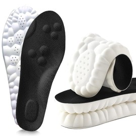 4D Cloud Soles for Men & Women: 2 Pair Super Soft Comfort Insoles | U-Shape Memory Foam Insoles, 4D Cloud Technology Insole for Women | Shock-Absorbing Foot Support Insoles (Black, Men 9-10.5/Women 10.5-12)