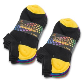 Footstar Men's and Women's Trainer Socks (10 Pairs) with Contrasting Heel and Toe, black, 43 - 46