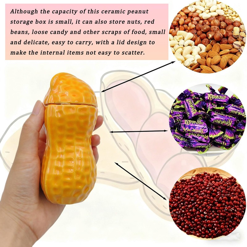 Peanut Shaped Jar, Ceramic Peanut Food Container, Cute Shape Ceramic