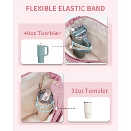 Ceneda Tote Bag for Women With 40oz Cup Holder, Puffer Work Laptop Tote Bag With Zipper for Travel, Teacher, Nurse