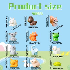BeoTnp 40 pcs Resin Animals Mixed Set, Adorable Mini Animals for Fairy Garden Accessories, Includes Rabbit Sheep Cat Horse Koala Turtle, Decorative Small Resin for Home Office Shelf Display