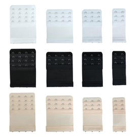 Gallipower 12 Pcs Women's Bra Extenders,Soft Stretchy Back Adjustable Elastic Bra Extension Strap Strap 2 Hook/3 Hook/4 Hook