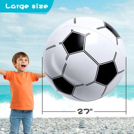 AMOR PRESENT Soccer Beach Ball, 27inch Inflatable Soccer Ball for Summer Swimming Pool Beach Game Toy