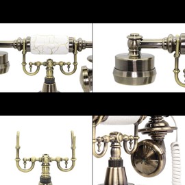 CERRXIAN Rotary Antique Telephone,White Retro Landline Turntable Telephone Decoration Home Office Telephone(White-117CS)