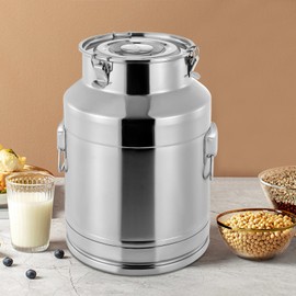 TTOUOI 304 Stainless Steel Milk Can, 28L/7.39Gallon Milk Bucket Wine Pail Bucket Heavy Duty Milk Can Tote Jug with Sealed Lid for Milk and Wine Liquid Storage