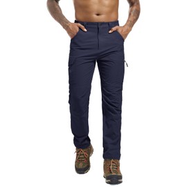 GARTENBOKER Men's Hiking Cargo Pants Waterproof Lightweight Quick Dry 6 Pockets Stretch Work Fishing Travel Outdoor Pants Navy XL