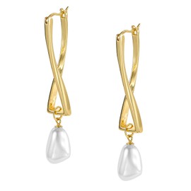 ALEXCRAFT Drop Pearl Earrings for Women Girls Dangling 14K Gold Plated Hypoallergenic Unique Dangle Earrings Jewelry Gift