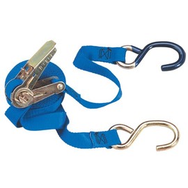 Security Chain Company CC1885 15' Blue 1" Polyester Web Strap Ratchet Tie-Down with S-Hooks