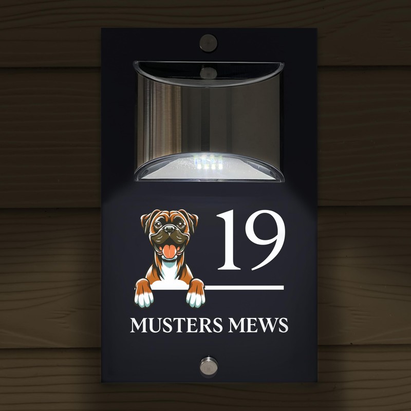 Custom Signs Solar Illuminated Modern Anthracite House Number Sign 24cm