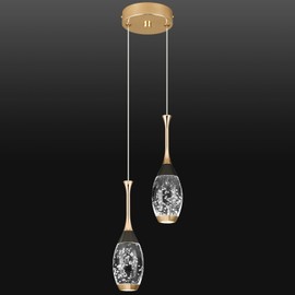 BBLLWJ Modern Black Gold Pendant Light Dimmable LED Ceiling Light Fixtures Mini Teardrop Crystal Pendant Lighting for Kitchen Island Bedroom Hallway Entryway (2 Light，Champagne Gold)