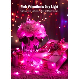 Battery Operated Christmas String Lights, 8ft 20 LED Mini Lights with Timer, Christmas Tree Lights for Indoor Outdoor Bedroom Wedding Party Holiday Xmas Decoration，Pink