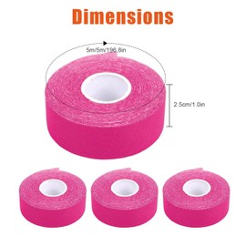 4 Rollen Face Tape,Face Tape Lifting Gesicht 2.5 cm × 5 m,Gesichtstape,Hohe Elastizität, Hypoallergen,Hohe Porosität,Anti-Falten,Physikalische und Sportliche Bänder für Verletzungen(Rosa)