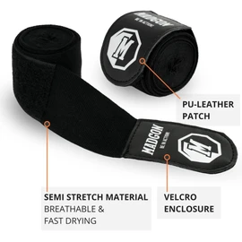 MARTIAL Boxing Bandages with the Best Velcro and Thumb Loops 3 m, 3.8 m, 4.5 m Bandages That Won’t Wear Out for Mixed Martial Arts, Boxing, Kickboxing and Sparring Wrist Wraps In Black or White, Optimal Sweat Absorption, Includes Bag, black
